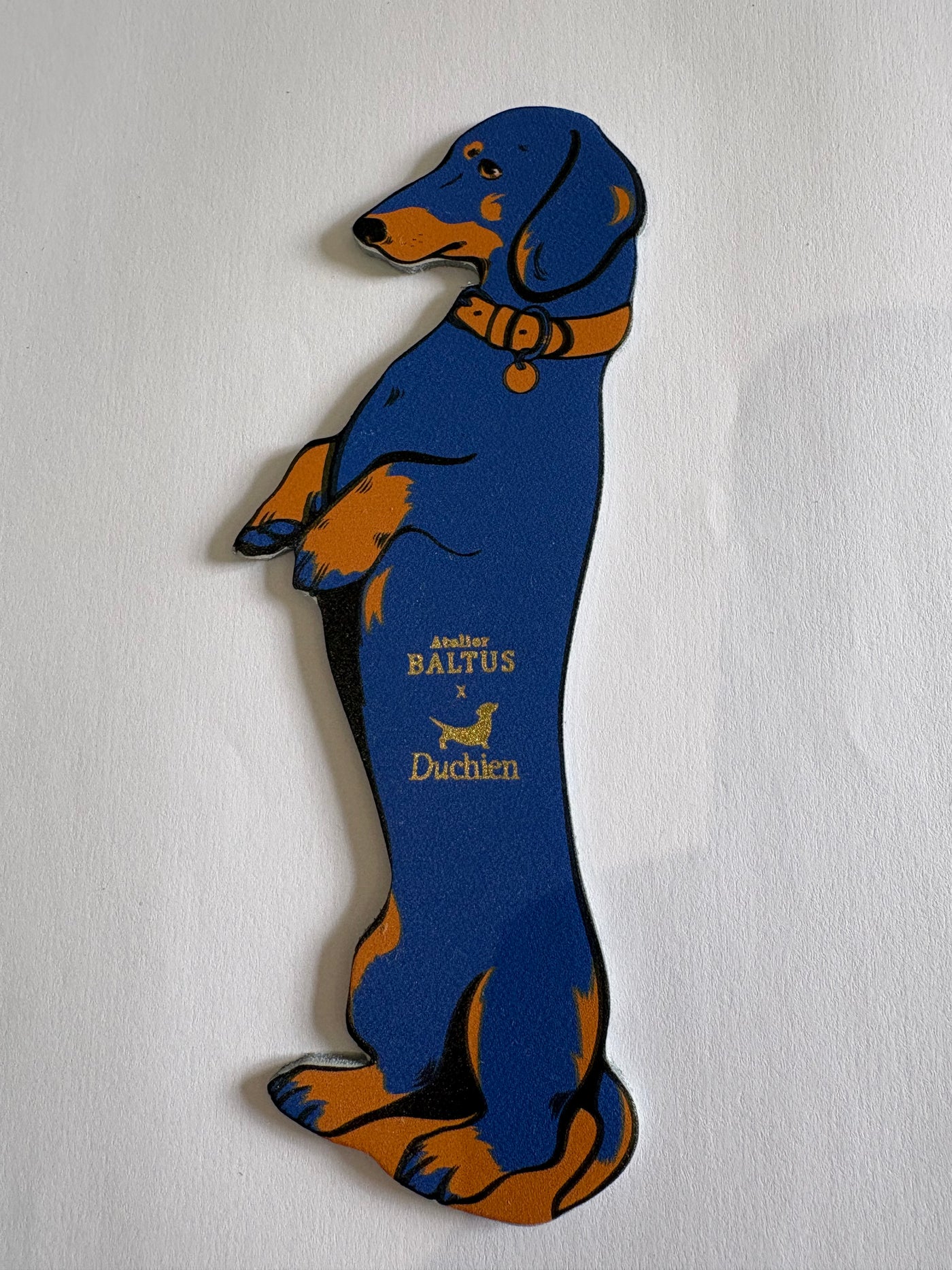 Marque page en cuir Teckel Electric Blue