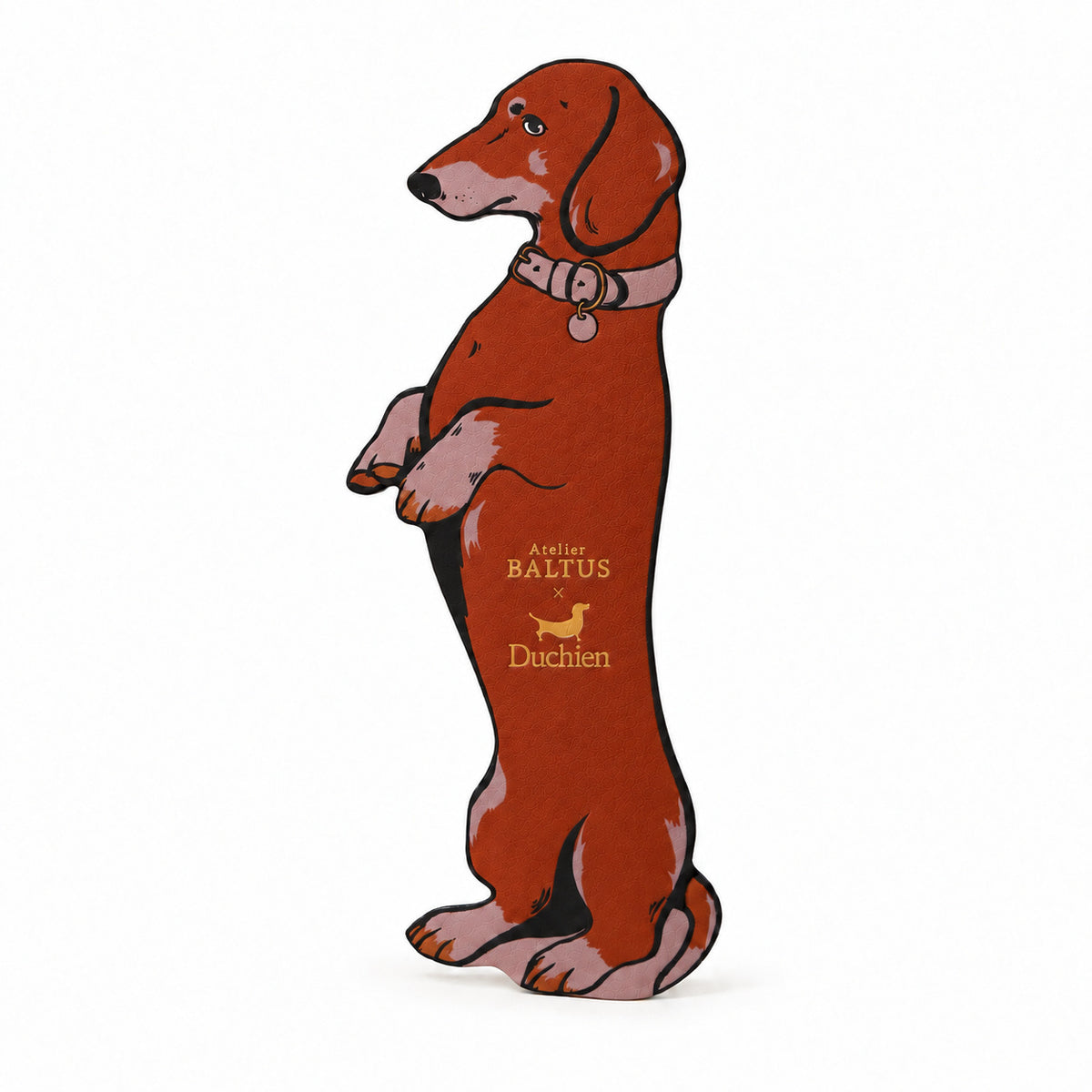 Marque page en cuir Teckel Preppy Orange Duchien